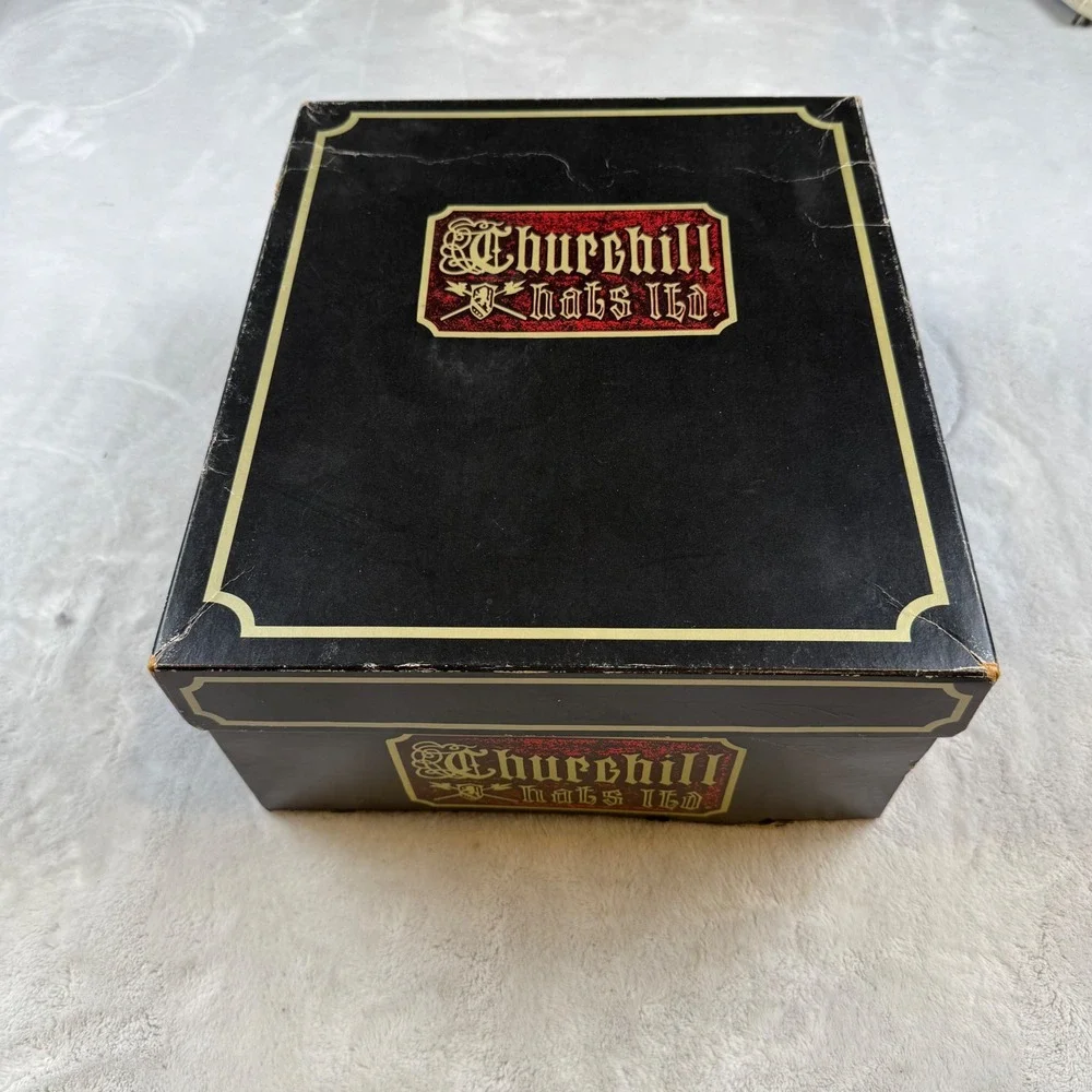 Churchill Hats‎ Ltd Black Hat Box Storage Container Vintage Classic Style